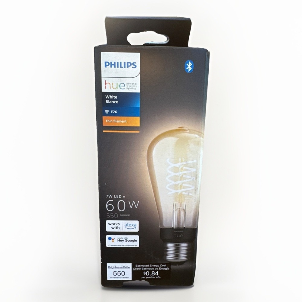 Philips Hue Filament ST19 Bluetooth 60W Equivalent Smart LED Bulb - White
